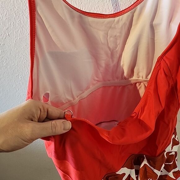 Meet Curve Swimsuit Red Summer Colorful L large Tie Back One Piece - Picture 5 of 5